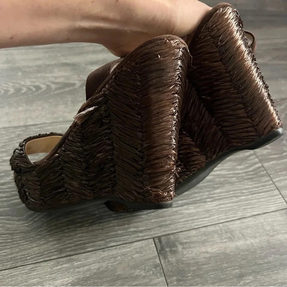 Prada Raffia Wedge Sandals - Picture 6 of 10